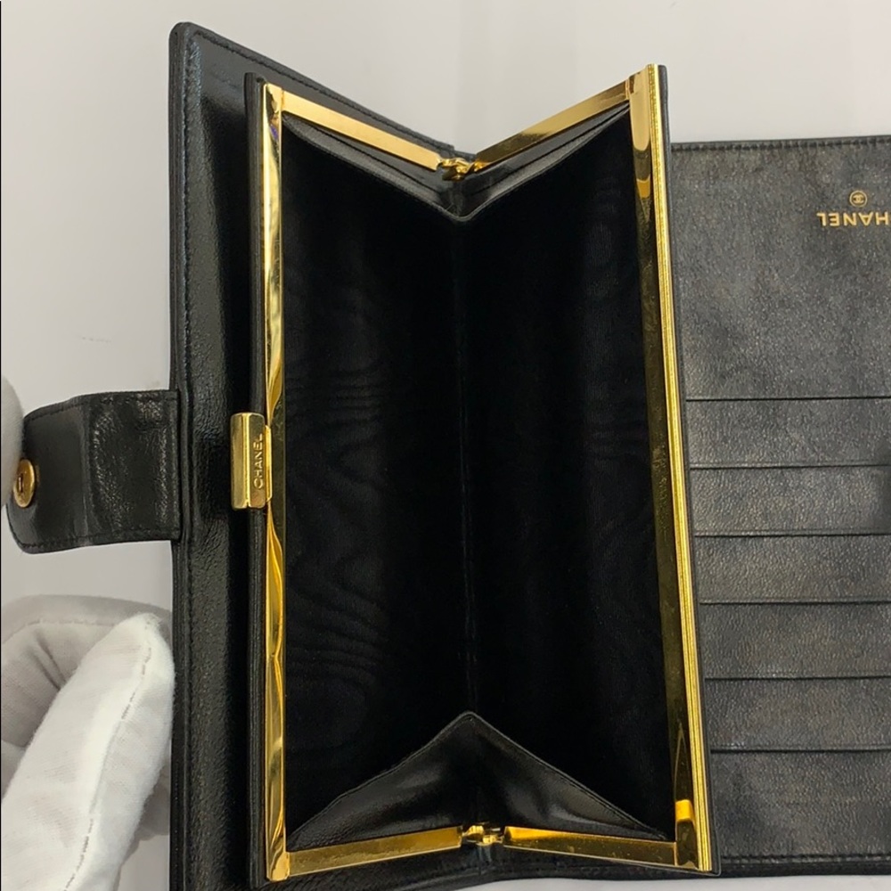 Chanel Vintage Black CC Logo Bi-gold Long Wallet - Picture 6 of 8